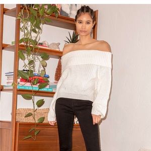 Ivory off the shoulder knit sweater